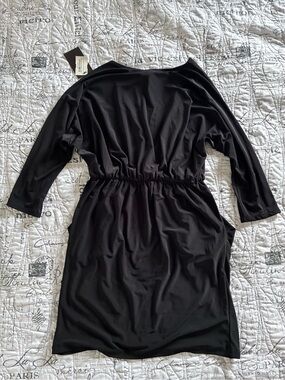 Women's Black Mini Dress with Elastic Waist